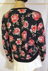 Vintage 80’s Long Sleeve T-Shirt Black w/Red Roses by Divided Sz L