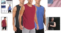 3 Pack Men’s Muscle Shirts Sleeveless Dry Fit Gym Workout Tank Top Gym