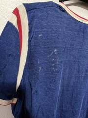 1960s Home Savings Blue Distressed Durene Ringer Jersey T-Shirt Flaws M