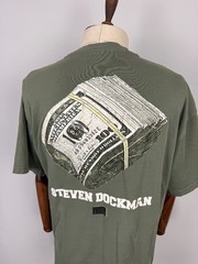 STEVEN DOCKMAN Green Big Dollars Print Short Sleeve Italian T-Shirt Sz M