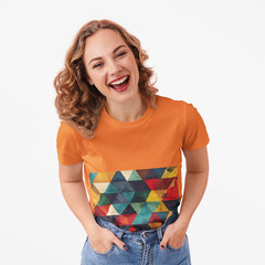 Geometric Retro Triangle Pattern T-Shirt | Abstract Colorful Design