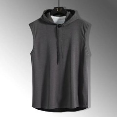 Solid Color Men’s Tank Tops Vest Sleeveless Tees For Male Hooded