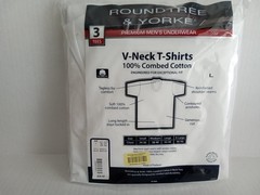 Roundtree & Yorke V Neck T Shirt 3 Pack Size Large Mens 100% Combed Cotton New
