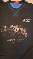 TT Isle of Man 2011 Centenary Motorcycle Race Graphic T-Shirt Black Blue Men’s L