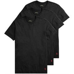 Polo Ralph Lauren Mens Crew Neck T-Shirts 3 Pack Solid Black Cotton Stretch