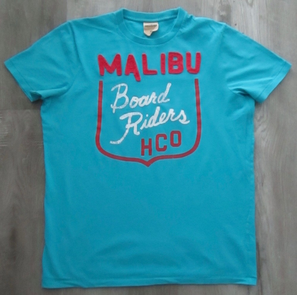 VTG HOLLISTER MALIBU BOARD RIDERS BLUE T SHIRT STITCH SCREEN PRINT MENS SIZE XL