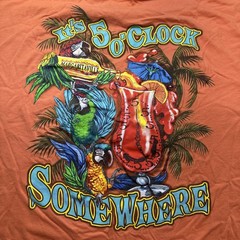 Margaritaville Cozumel Tshirt Adult Large Orange It’s 5 O’Clock Somewhere Cotton