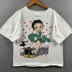 Vintage Betty Boop Shirt Mens XL White Single Stitch 90s Boxy Fit AOP Hearts