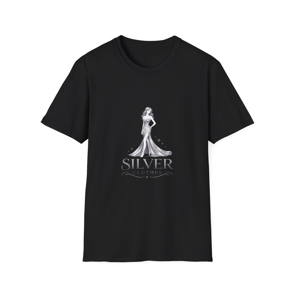 Silver Fashion Logo T-Shirt | Elegant Goddess Illustration
