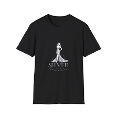 Silver Fashion Logo T-Shirt | Elegant Goddess Illustration