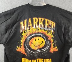 Market Studios Smiley Burnt Rubber Graphic Tee Men’s XL Pirate Black Pullover
