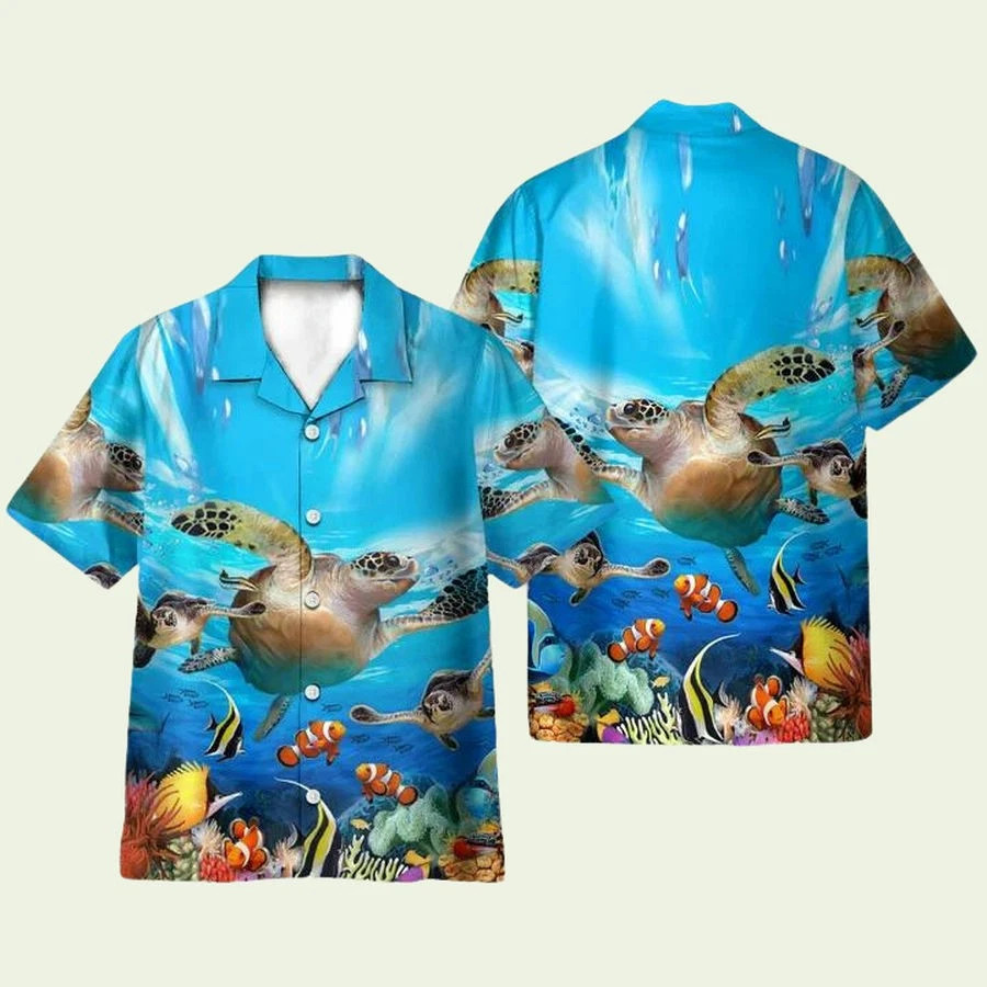 Summer Time Sea Turtle Hawaiian Shirt Aloha Vacation 3D AOP
