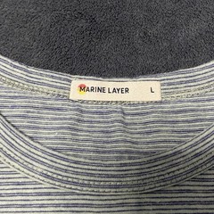 Marine Layer Shirt Men L Blue Stripe Crew Neck Short Sleeve Round Hem Pocket Tee