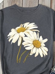 Women’s Printed Shirt Fashion Floral Print T-Shirt Casual T-Shirt Top Pullover♮