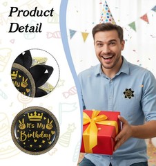 Birthday Button, 3.7-Inch Black Handmade Its My Birthday Pin for Party Decora…
