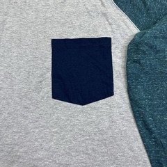 NEW Foundry T Shirt Mens Big Size 3XL Gray Teal Blue Long Sleeve Raglan Pocket