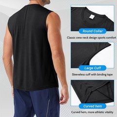 3 Pack Men Quick Dry Sleeveless Muscle Shirts Gym Summer Fitness Workout Running