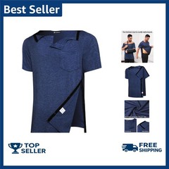 Men’s Post Shoulder Surgery Recovery Shirt Tear Away Short Sleeve Rotator Cuf…