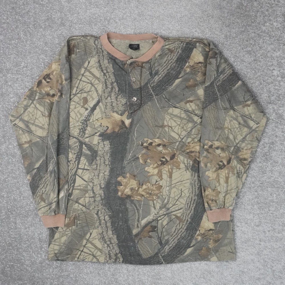 Vintage Ace Sportswear Made in USA Mens XL Camo Long Sleeve Collared Shirt