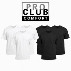 3 PACK PRO CLUB COMFORT T-SHIRT MENS BLACK &WHITE PLAIN BASIC S-3XL