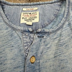 Lucky Brand True Indigo Mens Blue Classic Dip Dye Burnout Henley T-Shirt Size L