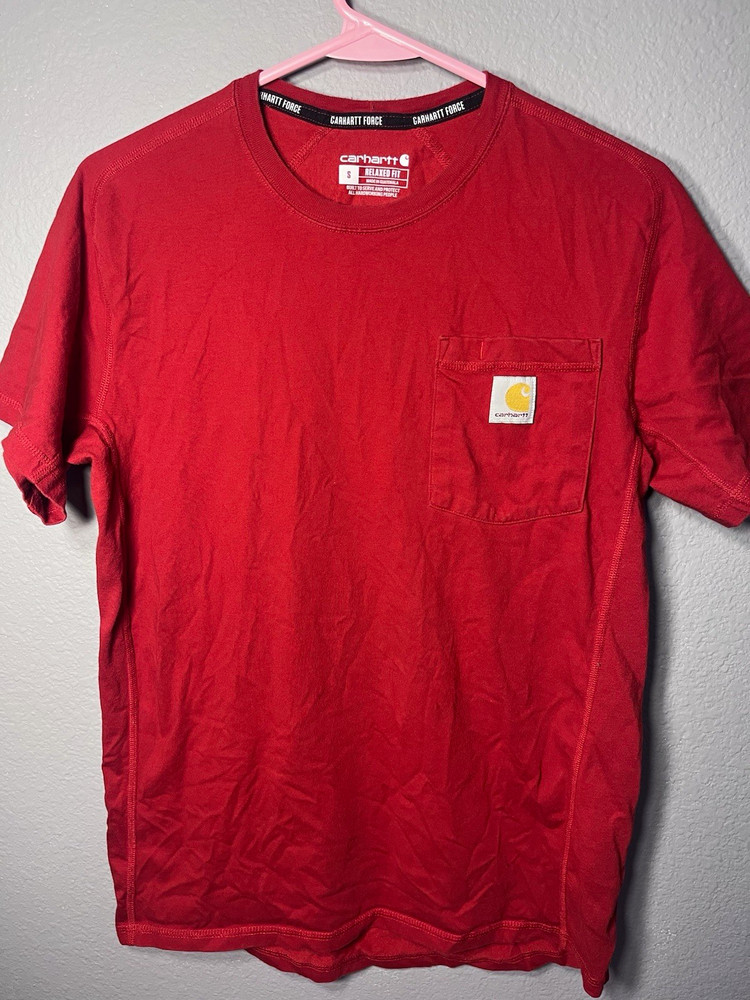 Carhartt Force Relaxed Fit Red Pocket Tee Crew Neck Short Sleeve Men’s S