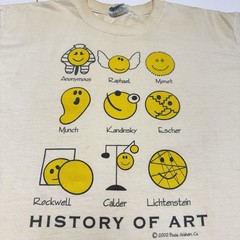 Vintage Smiley Face History of Art T Shirt Large Short Sleeve Y2K 2002 Painter