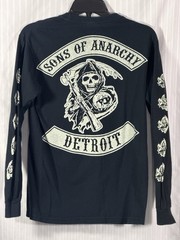 Sons Of Anarchy DETROIT Men’s SMALL Black Long Sleeve Grimm Reaper Skull T-Shirt