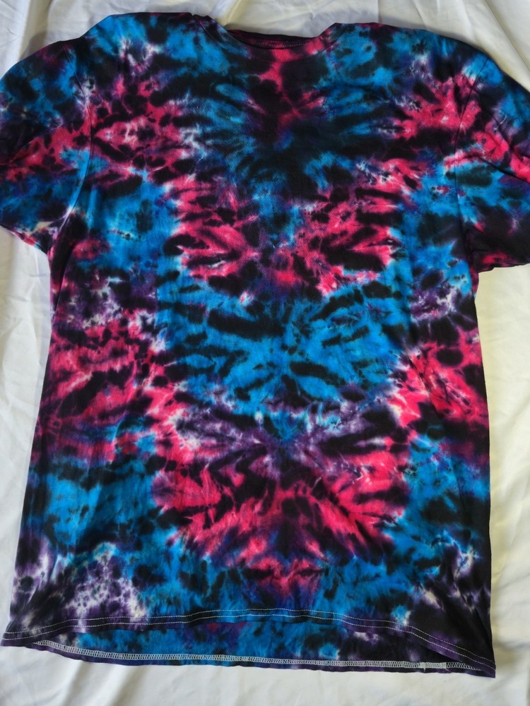 Gildan Unique Hot Pink, Purple, Blue, and Black Tie Dye T-shirt Adult X-Large
