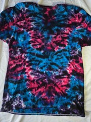 Gildan Unique Hot Pink, Purple, Blue, and Black Tie Dye T-shirt Adult X-Large