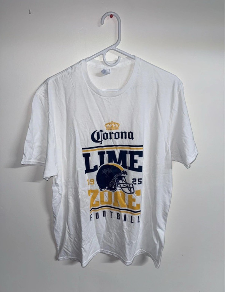 White Corona Lime Zone T-shirt Beer Large