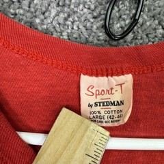 Vintage Stedman Shirt Mens Large Red Blank Distressed Tee USA Casual Workwear
