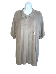 NWT Alfani Men’s XL Ribbed Raglan Sweater-Knit Polo Shirt Willow Wood Ash $50