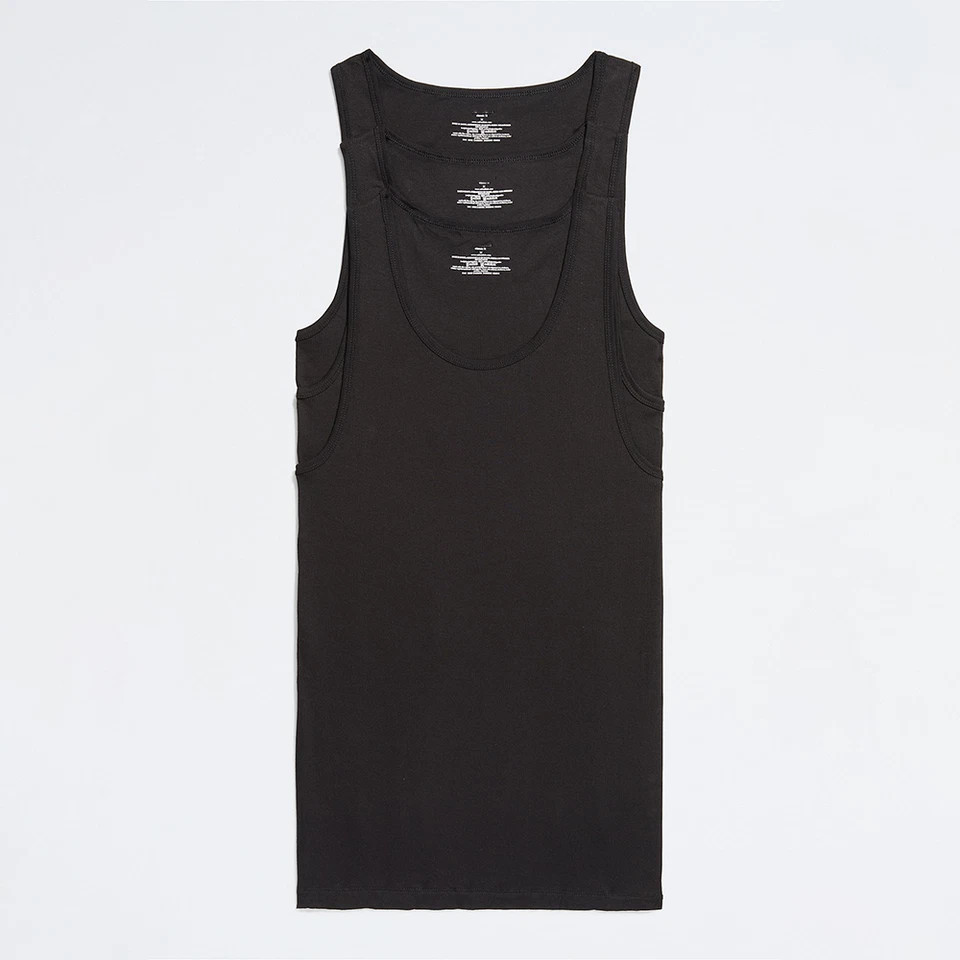 3 Pc Men 100% Cotton A-Shirt Tank Top Ribbed Undershirt Wife Beater Black White