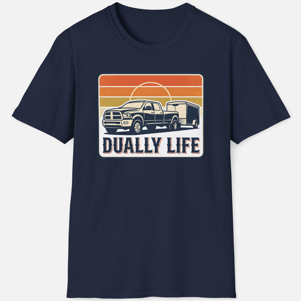 Dually Life Shirt Heavy Duty Diesel Truck Towing Hauling Retro Graphic T-Shirt