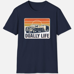 Dually Life Shirt Heavy Duty Diesel Truck Towing Hauling Retro Graphic T-Shirt