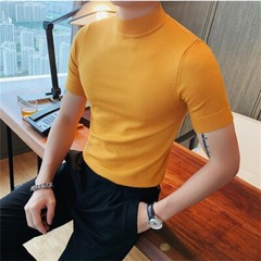 Knitted T-shirt men’s stretch turtleneck top Tight-fitting underneath a t-shirt