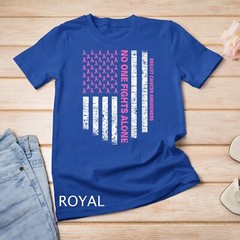 No One Fights Alone USA Flag Breast Cancer Awareness Unisex T-shirt