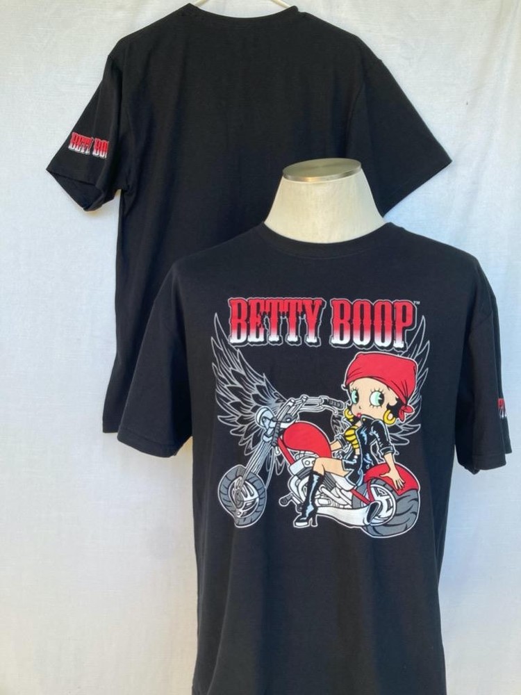 Betty Boop Motorcycle T-Shirt Lady Rider Biker Babe Angel Wings Uni-Sex Small