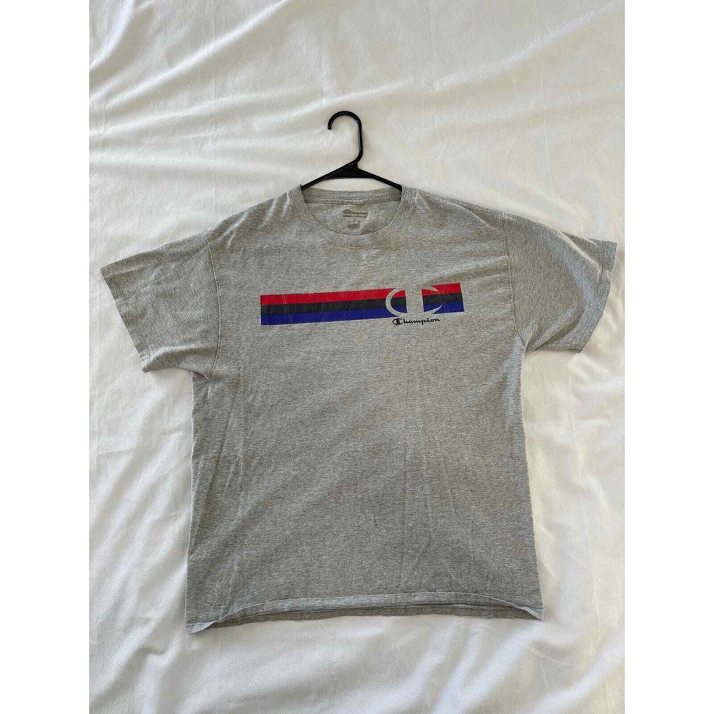 Champion Shirt Mens Large Gray Modern Sports Short Sleeve TShirt Size L