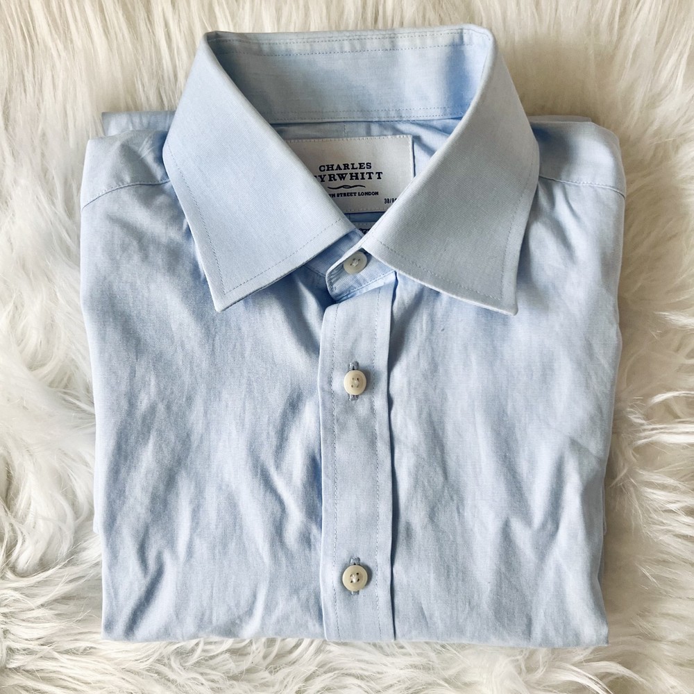 CHARLES TYRWHITT Slim Fit • Sky Blue • 100% Cotton Poplin • French Cuffs | 15/33