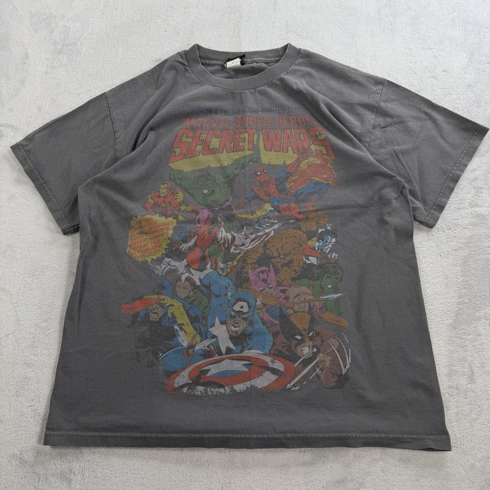 Vintage Marvel Mad Engine Secret Wars Shirt Size L Comic Spider Man Hulk X Men