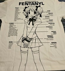 SKAWPO Harmful Effects Of Fentanyl Manga/Anime Graphic Print White T-Shirt Large