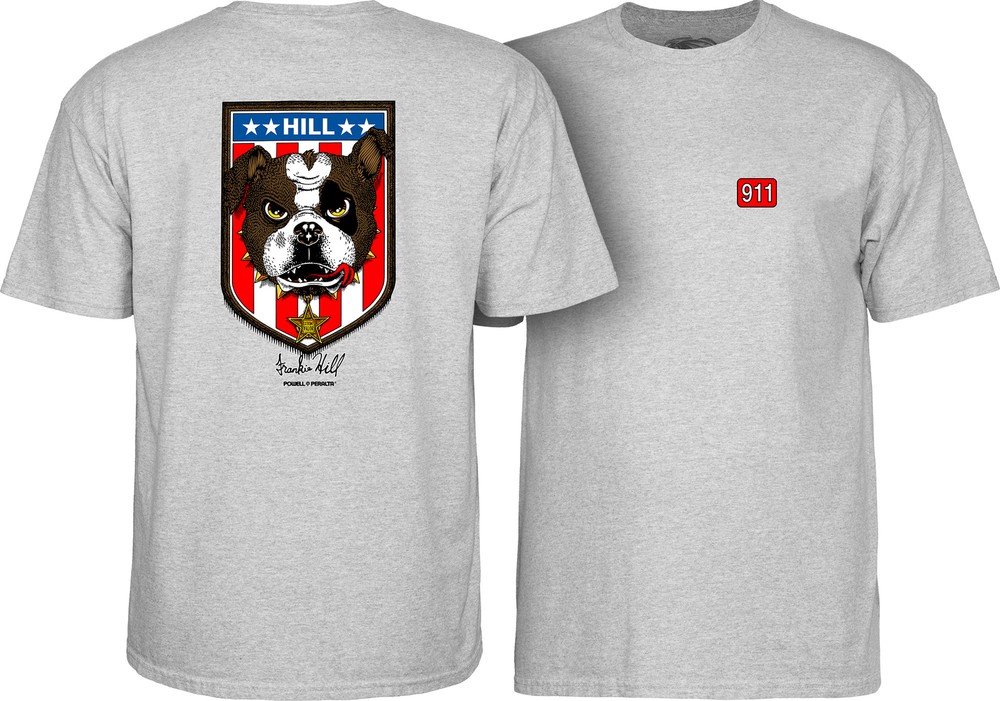 Powell Peralta Frankie Hill BULLDOG Skateboard T Shirt ATHLETIC HEATHER