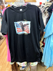 Land Of The Free, Home Of The Brave, Men’s Black T-Shirt American Flag, Size L