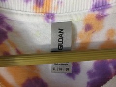 GildanShirt Mens XL Tie Dye Spiral Purple Orange White Short Sleeve Cotton
