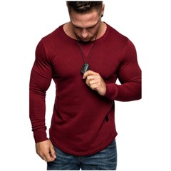 Zonbailon men’s long sleeve slim fit crew neck solid color soft quick dry