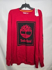 Timberland Mens Red Stack Graphic Logo Regular Fit Long Sleeve T-Shirt Size L
