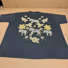 Zebra Floral Shirt Mens XL Black Graphic Animal Beaded Flowers Tee Embellished