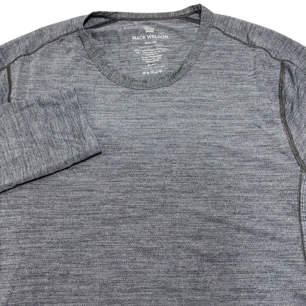 Mack Weldon Mens Medium Long Sleeve Crew Neck Shirt Heather Grey Performance